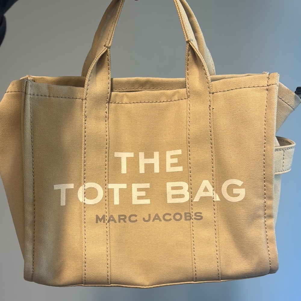 Marc Jacobs Beige Canvas 'The Tote Bag' with White Logo